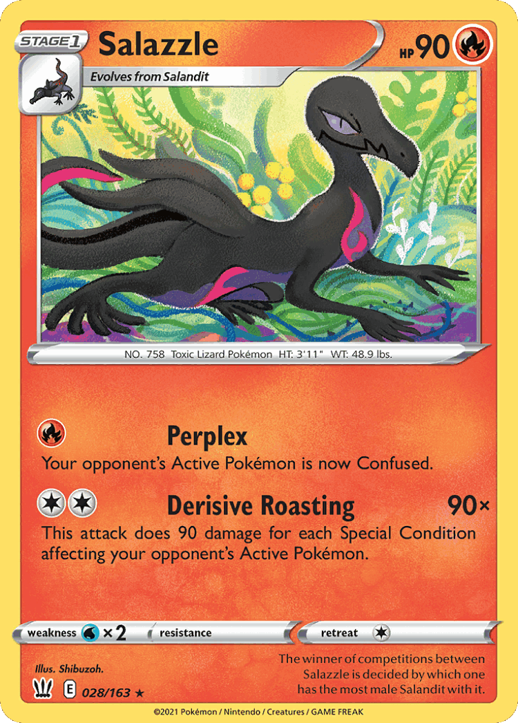 Salazzle #28 from Battle Styles - Rare - Illustrated by Shibuzoh.