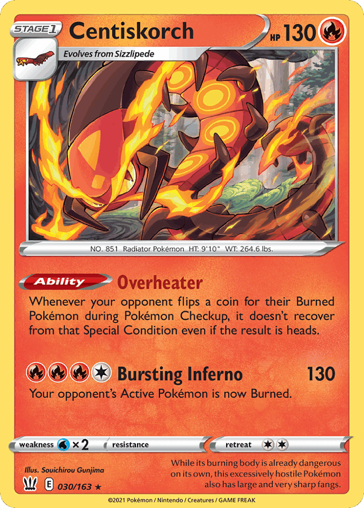Centiskorch #30 from Battle Styles - Rare - Illustrated by Souichirou Gunjima