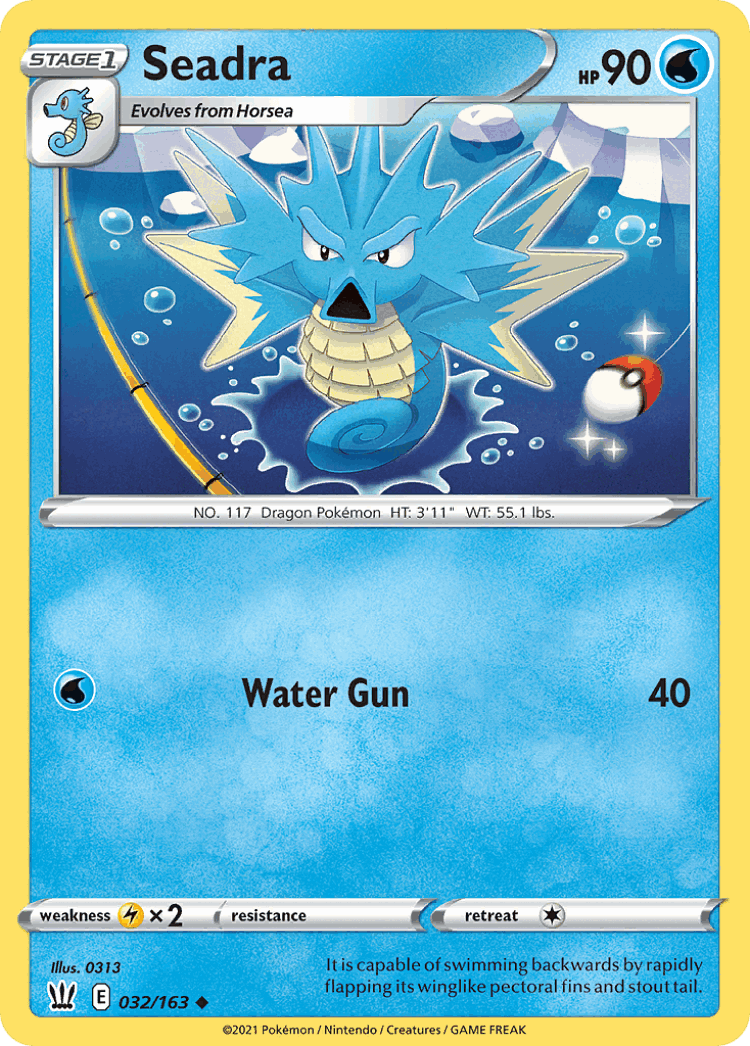 Seadra #32 from Battle Styles - Uncommon - Illustrated by 0313