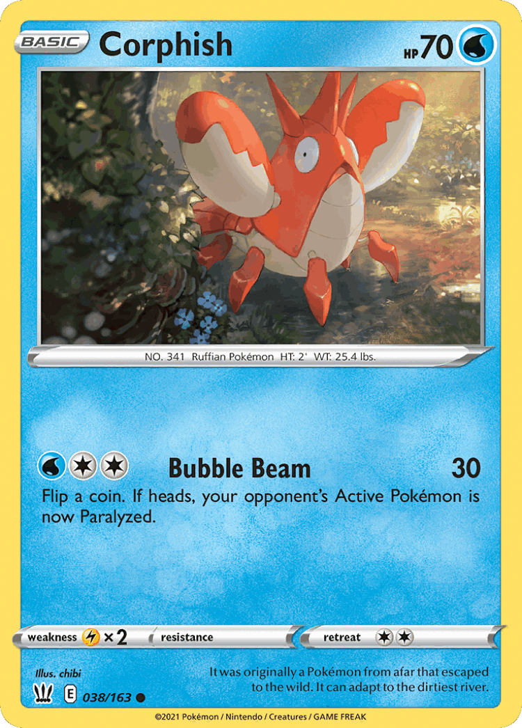 Corphish #38 from Battle Styles - Common - Illustrated by chibi