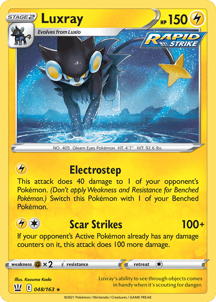 Luxray #48 from Battle Styles - Rare Holo - Illustrated by Kazuma Koda