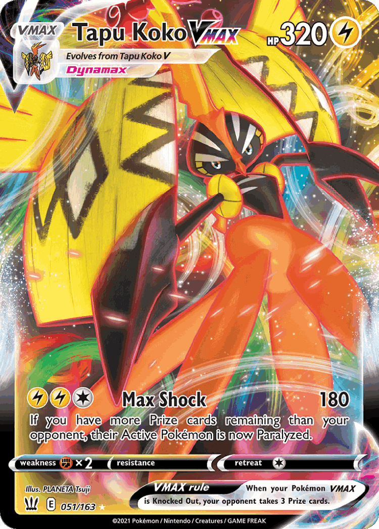Tapu Koko VMAX #51 from Battle Styles - Rare Holo VMAX - Illustrated by PLANETA Tsuji