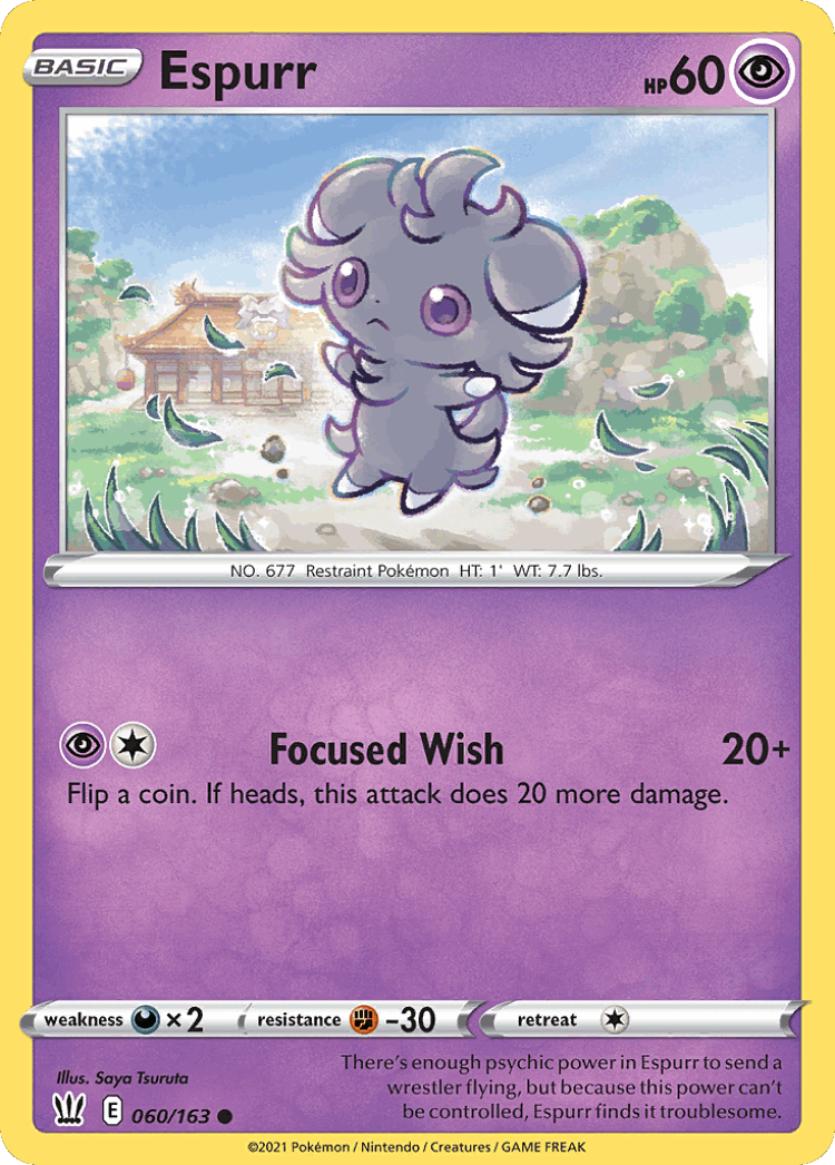 Espurr #60 from Battle Styles - Common - Illustrated by Saya Tsuruta