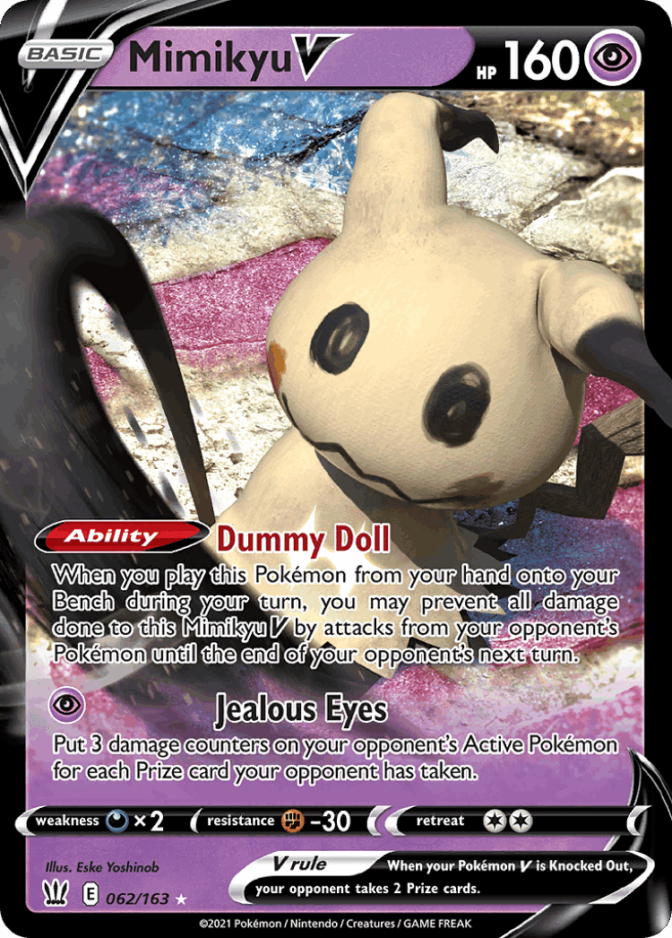 Mimikyu V #62 from Battle Styles - Rare Holo V - Illustrated by Eske Yoshinob