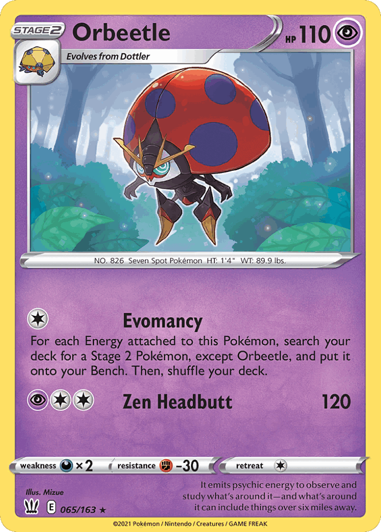 Orbeetle #65 from Battle Styles - Rare Holo - Illustrated by Mizue