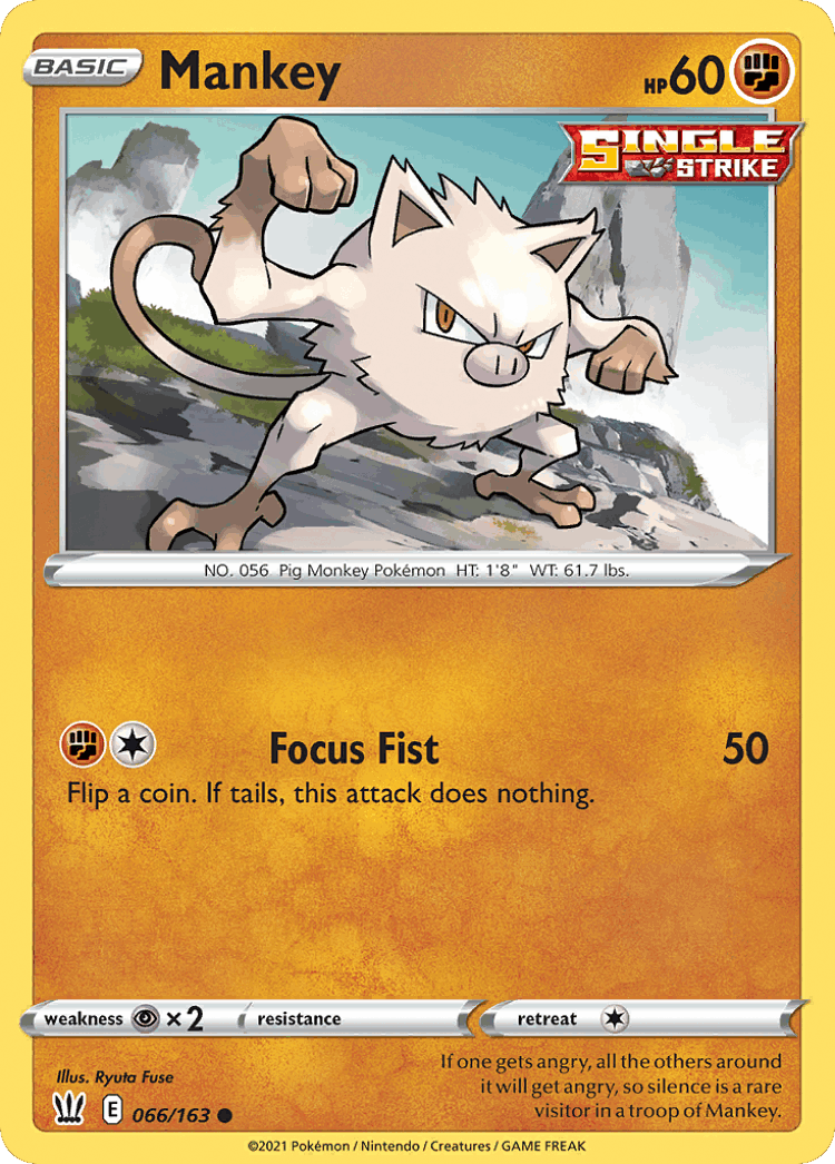 Mankey #66 from Battle Styles - Common - Illustrated by Ryuta Fuse