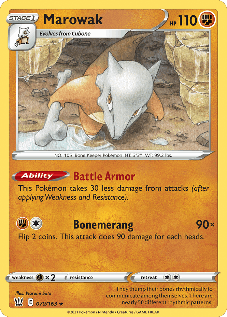 Marowak #70 from Battle Styles - Rare - Illustrated by Narumi Sato