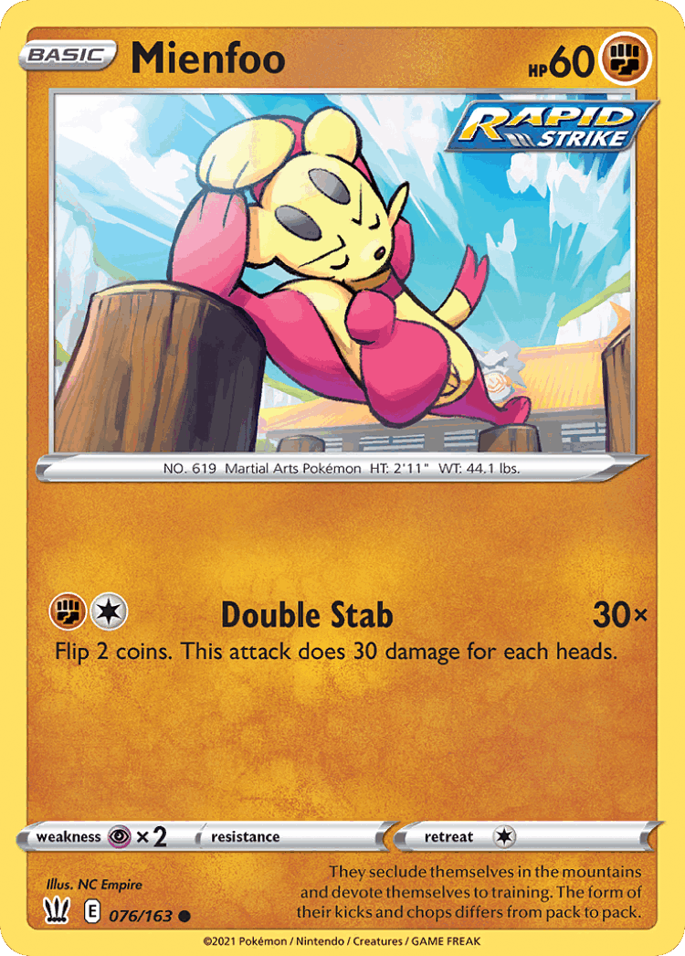 Mienfoo #76 from Battle Styles - Common - Illustrated by NC Empire