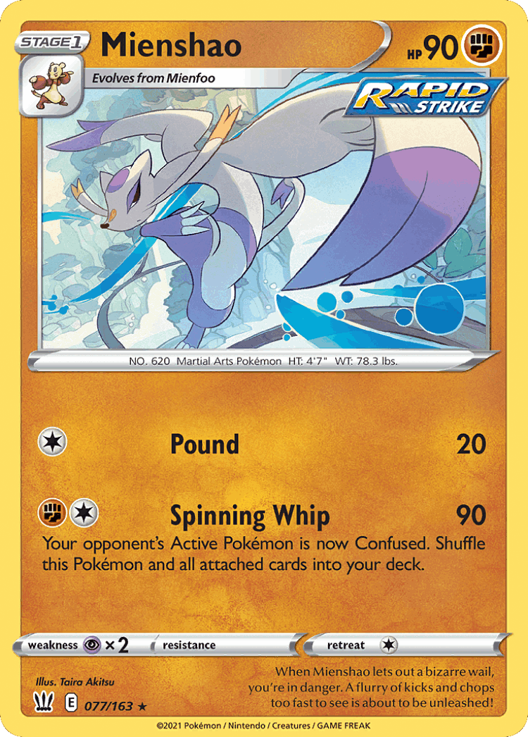 Mienshao #77 from Battle Styles - Rare - Illustrated by Taira Akitsu