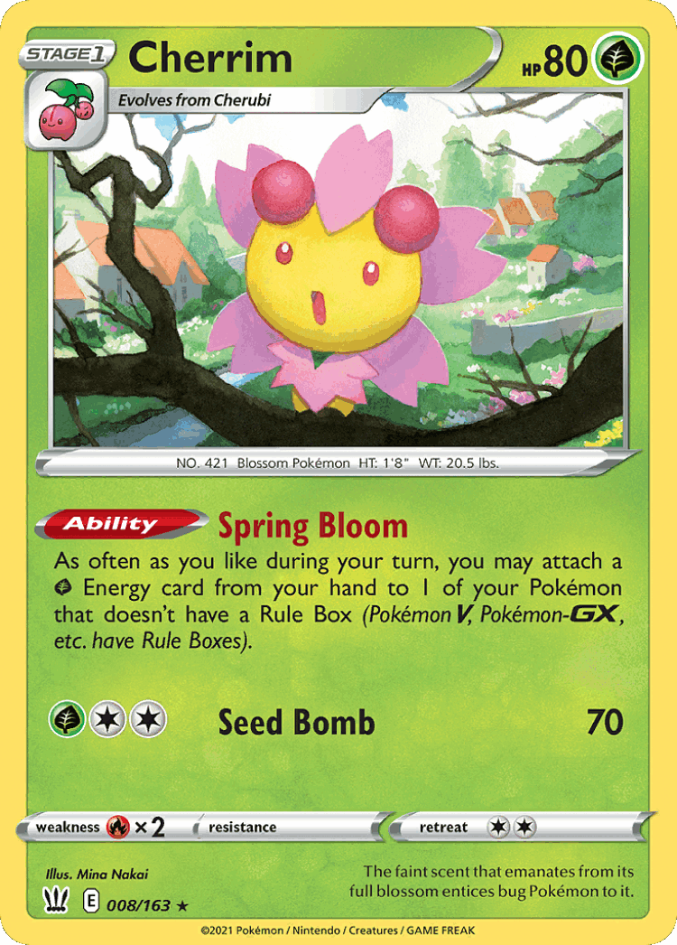 Cherrim #8 from Battle Styles - Rare Holo - Illustrated by Mina Nakai