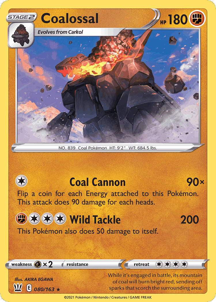 Coalossal #80 from Battle Styles - Rare Holo - Illustrated by AKIRA EGAWA