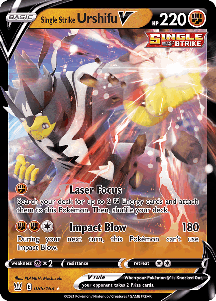 Single Strike Urshifu V #85 from Battle Styles - Rare Holo V - Illustrated by PLANETA Mochizuki