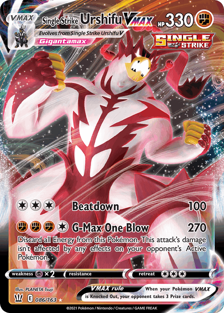 Single Strike Urshifu VMAX #86 from Battle Styles - Rare Holo VMAX - Illustrated by PLANETA Tsuji