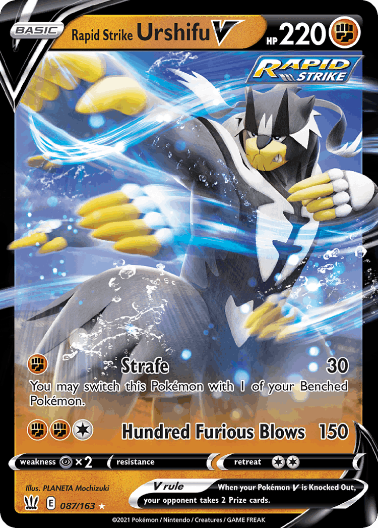 Rapid Strike Urshifu V #87 from Battle Styles - Rare Holo V - Illustrated by PLANETA Mochizuki