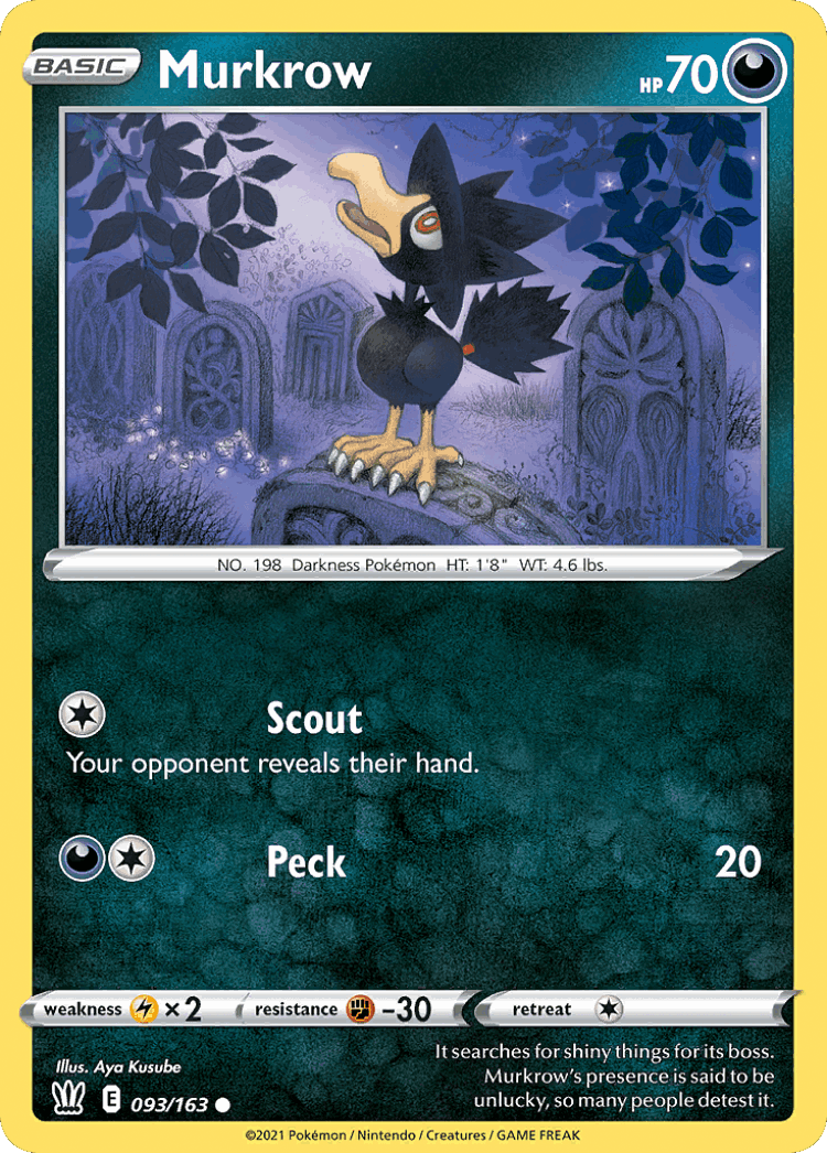 Murkrow #93 from Battle Styles - Common - Illustrated by Aya Kusube