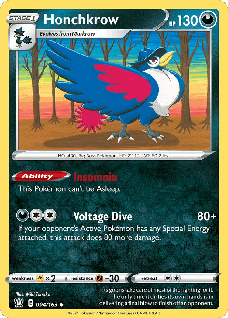 Honchkrow #94 from Battle Styles - Uncommon - Illustrated by Miki Tanaka