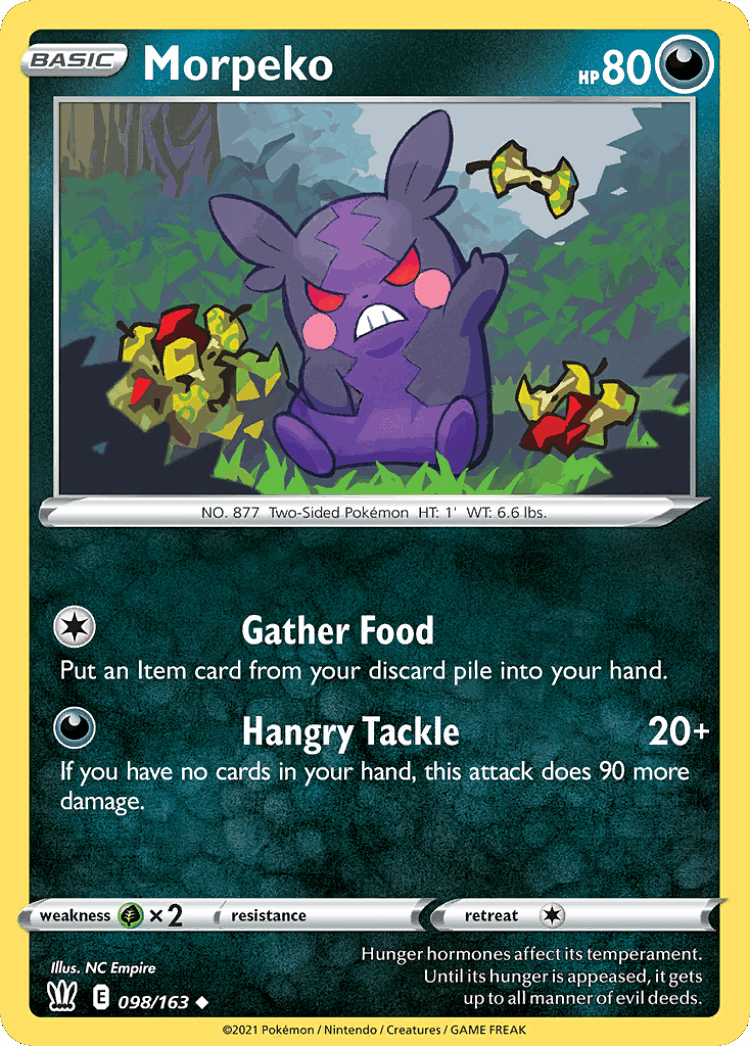 Morpeko #98 from Battle Styles - Uncommon - Illustrated by NC Empire