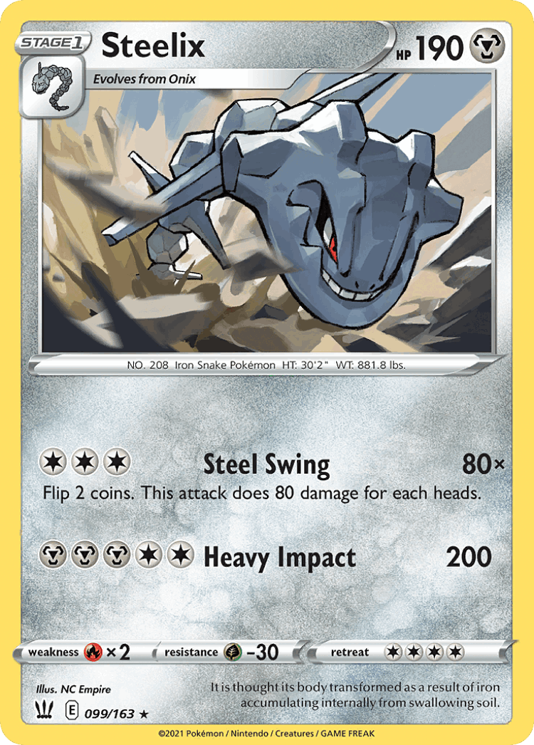 Steelix #99 from Battle Styles - Rare Holo - Illustrated by NC Empire
