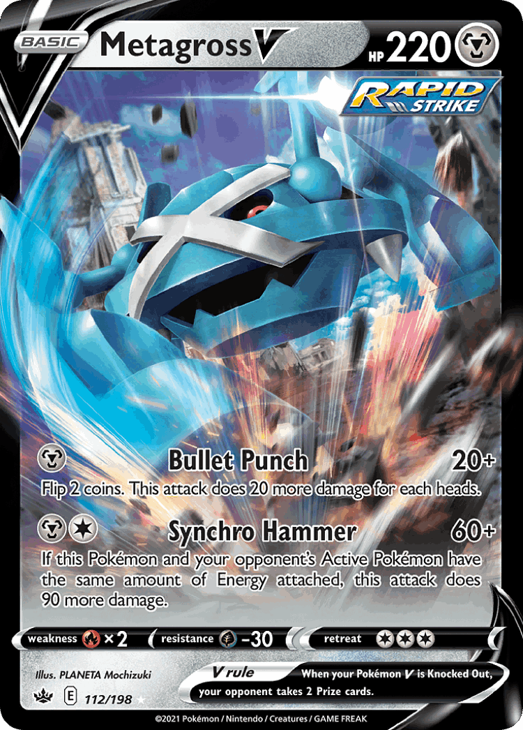 Metagross V #112 from Chilling Reign - Rare Holo V - Illustrated by PLANETA Mochizuki