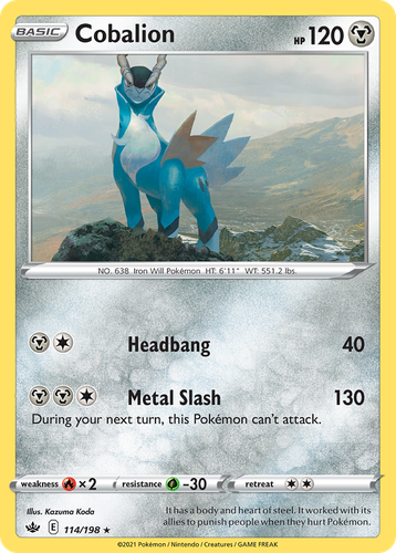 Cobalion #114 from Chilling Reign - Rare Holo - Illustrated by Kazuma Koda
