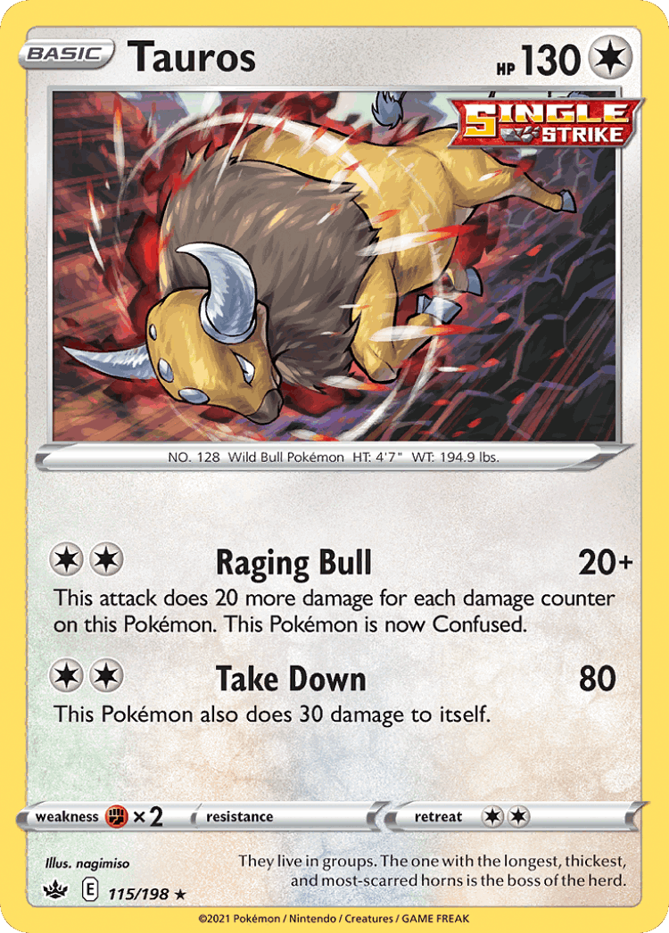 Tauros #115 from Chilling Reign - Rare Holo - Illustrated by nagimiso