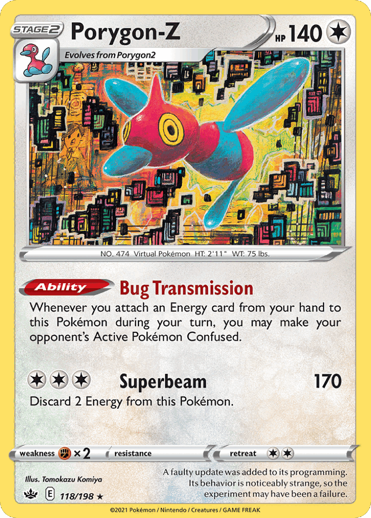 Porygon-Z #118 from Chilling Reign - Rare Holo - Illustrated by Tomokazu Komiya