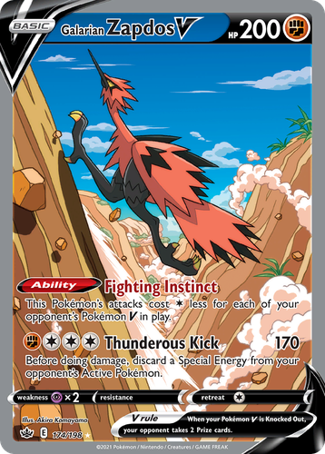 Galarian Zapdos V #174 from Chilling Reign - Rare Ultra - Illustrated by Akira Komayama