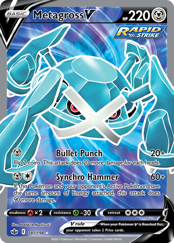 Metagross V #181 from Chilling Reign - Rare Ultra - Illustrated by PLANETA Mochizuki