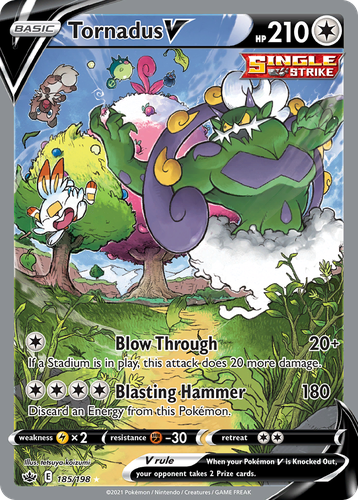 Tornadus V #185 from Chilling Reign - Rare Ultra - Illustrated by tetsuya koizumi