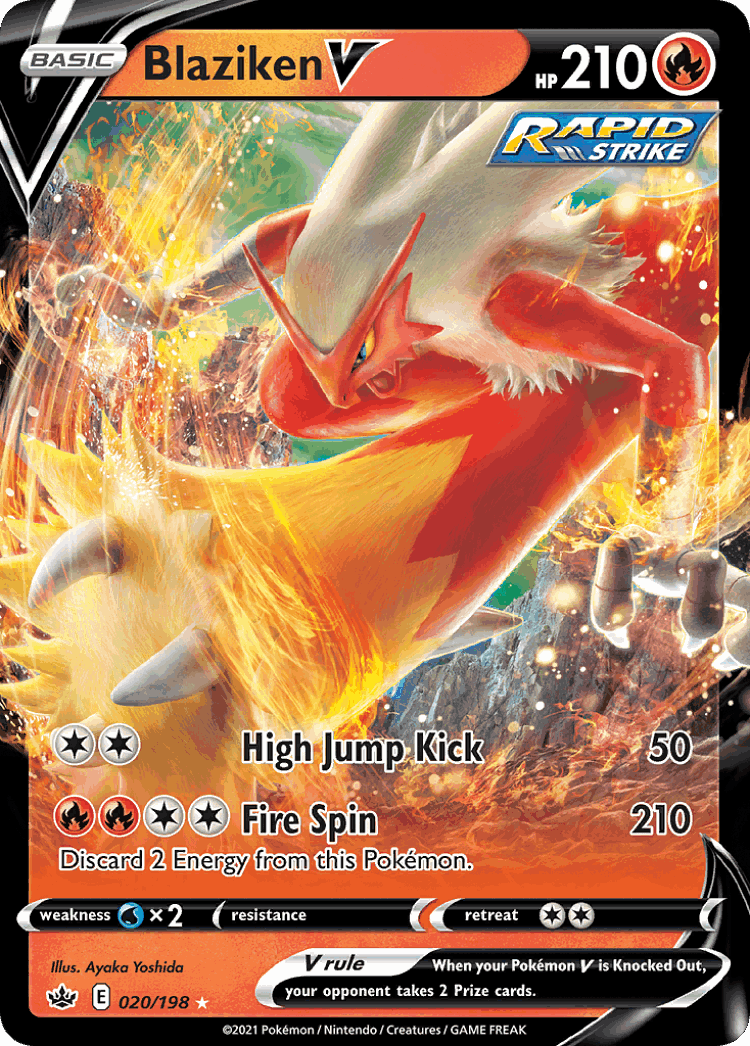 Blaziken V #20 from Chilling Reign - Rare Holo V - Illustrated by Ayaka Yoshida