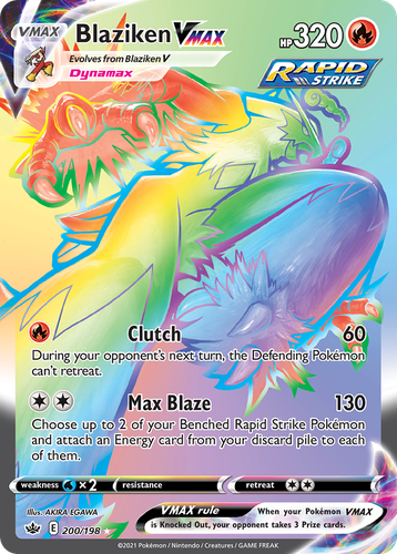 Blaziken VMAX #200 from Chilling Reign - Rare Rainbow - Illustrated by AKIRA EGAWA
