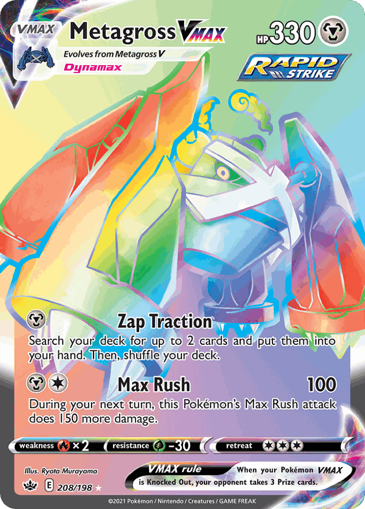 Metagross VMAX #208 from Chilling Reign - Rare Rainbow - Illustrated by Ryota Murayama