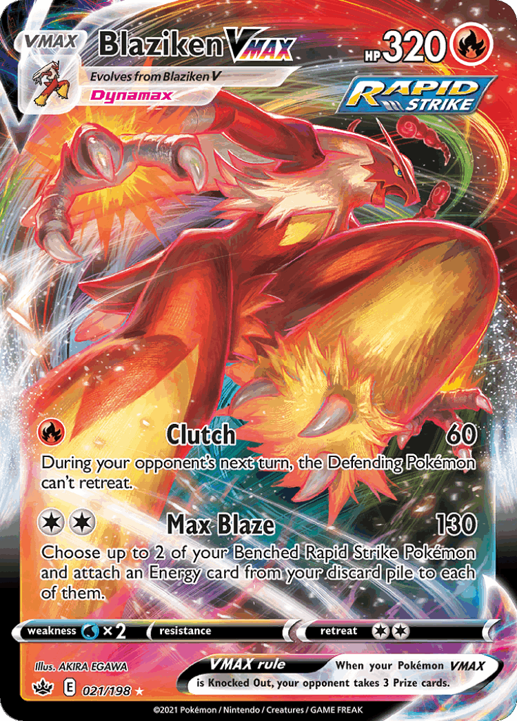 Blaziken VMAX #21 from Chilling Reign - Rare Holo VMAX - Illustrated by AKIRA EGAWA