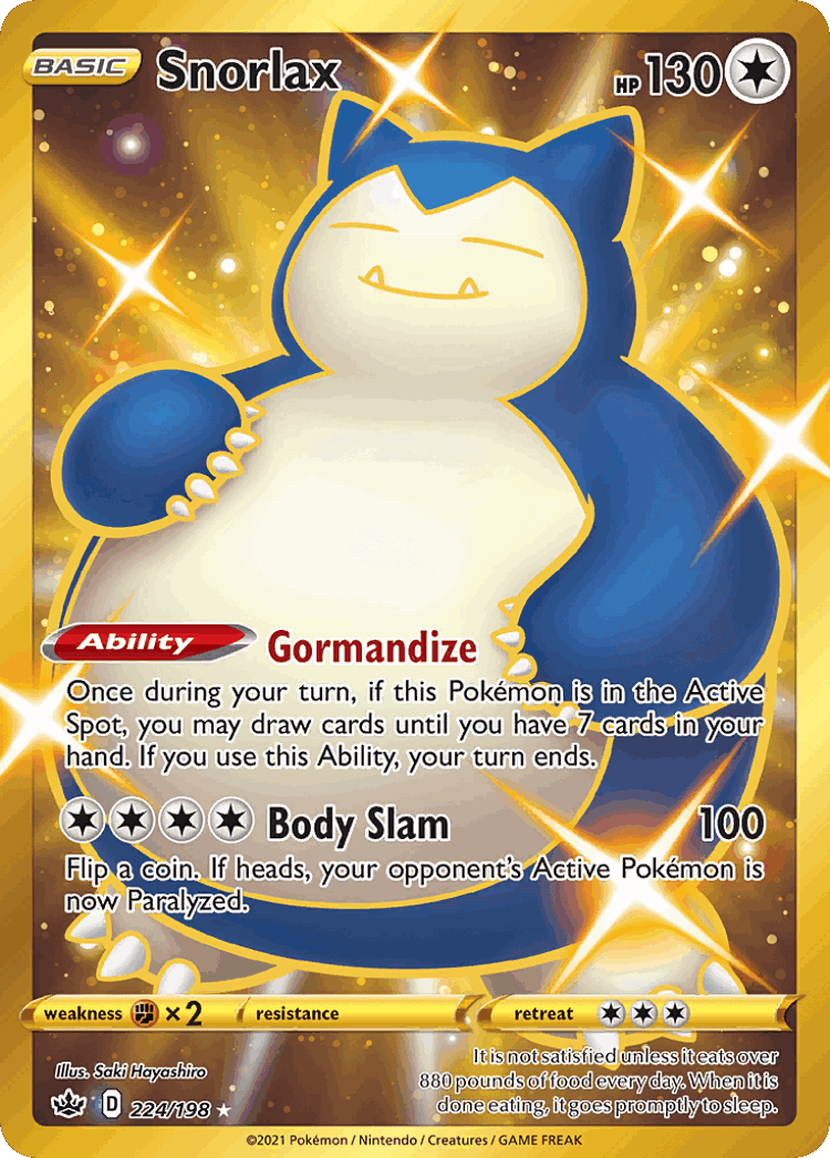 Snorlax #224 from Chilling Reign - Rare Secret - Illustrated by Saki Hayashiro