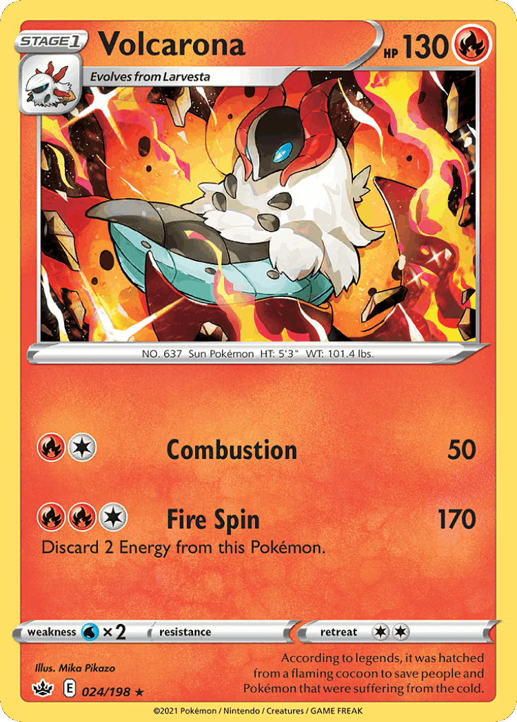 Volcarona #24 from Chilling Reign - Rare - Illustrated by Mika Pikazo