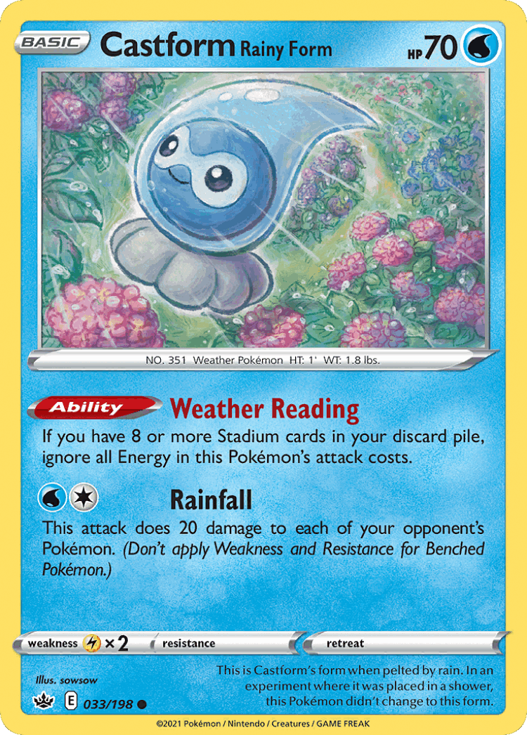 Castform Rainy Form #33 from Chilling Reign - Common - Illustrated by sowsow