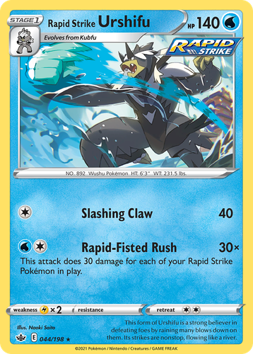 Rapid Strike Urshifu #44 from Chilling Reign - Rare Holo - Illustrated by Naoki Saito