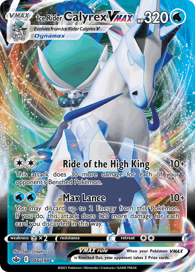 Ice Rider Calyrex VMAX #46 from Chilling Reign - Rare Holo VMAX - Illustrated by 5ban Graphics