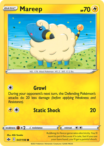 Mareep #47 from Chilling Reign - Common - Illustrated by Miki Tanaka