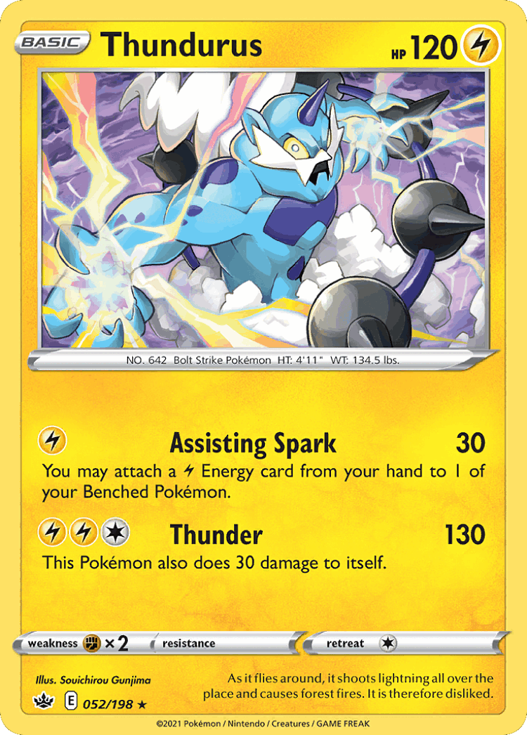 Thundurus #52 from Chilling Reign - Rare Holo - Illustrated by Souichirou Gunjima