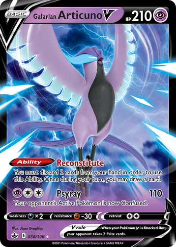 Galarian Articuno V #58 from Chilling Reign - Rare Holo V - Illustrated by 5ban Graphics