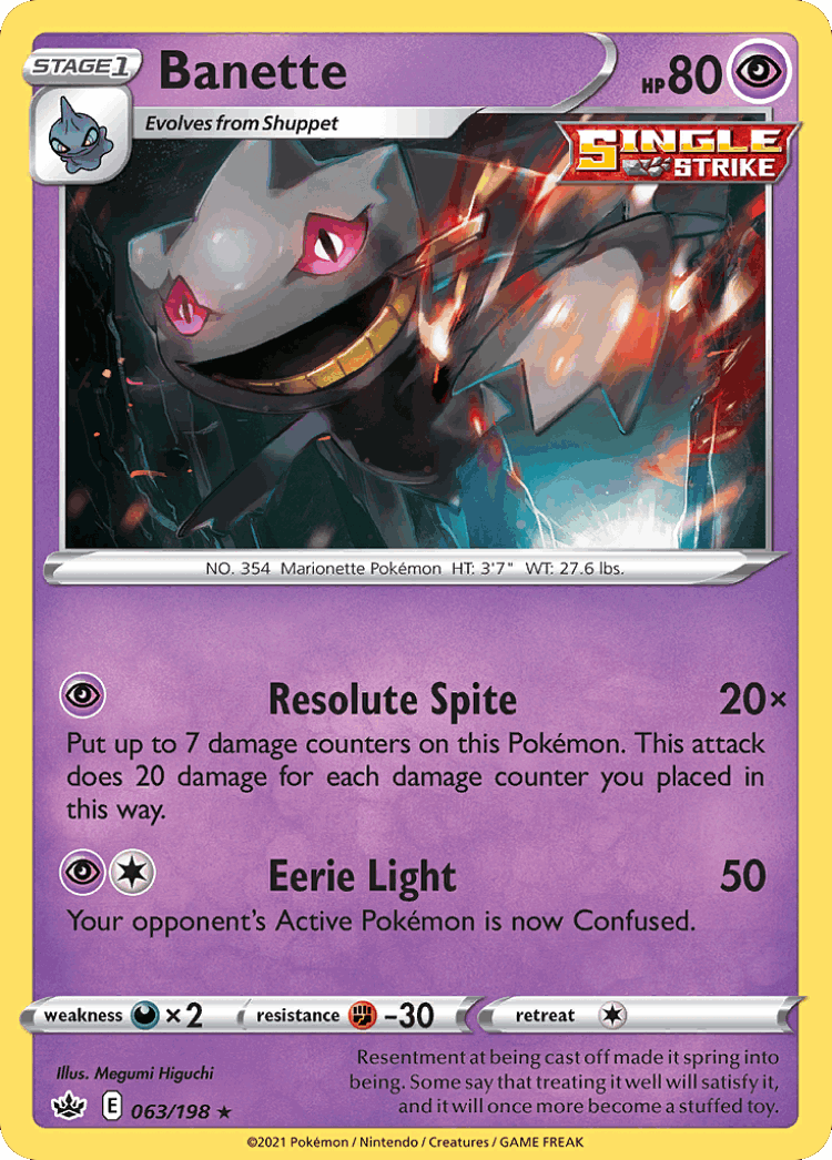Banette #63 from Chilling Reign - Rare - Illustrated by Megumi Higuchi
