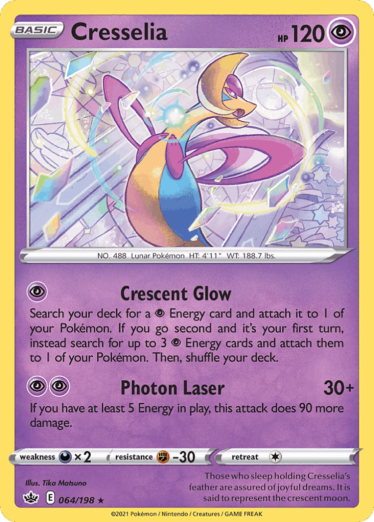 Cresselia #64 from Chilling Reign - Rare Holo - Illustrated by Tika Matsuno
