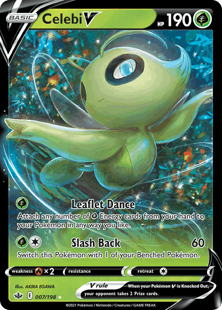 Celebi V #7 from Chilling Reign - Rare Holo V - Illustrated by AKIRA EGAWA