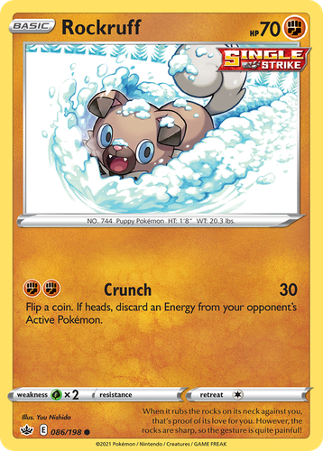 Rockruff #86 from Chilling Reign - Common - Illustrated by Yuu Nishida