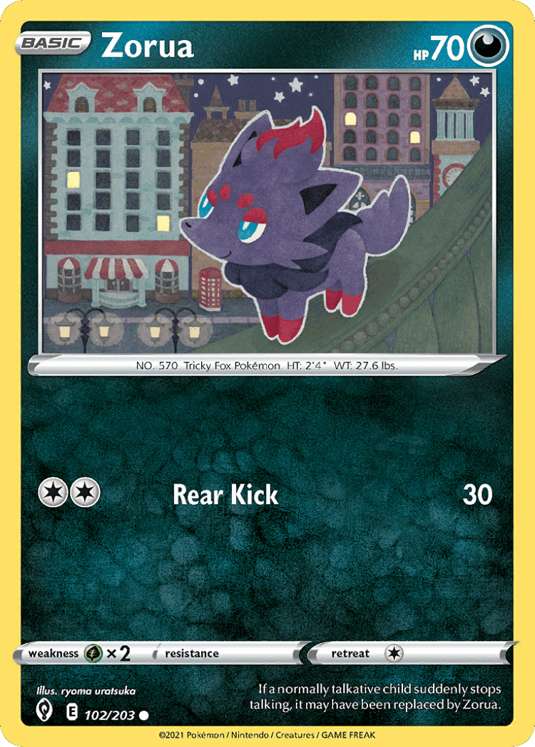 Zorua #102 from Evolving Skies - Common - Illustrated by ryoma uratsuka