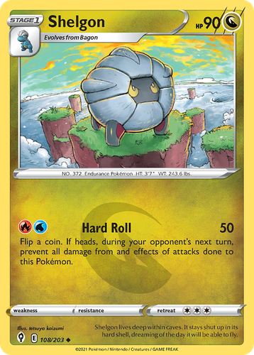Shelgon #108 from Evolving Skies - Uncommon - Illustrated by tetsuya koizumi