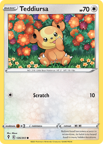 Teddiursa #126 from Evolving Skies - Common - Illustrated by Mizue