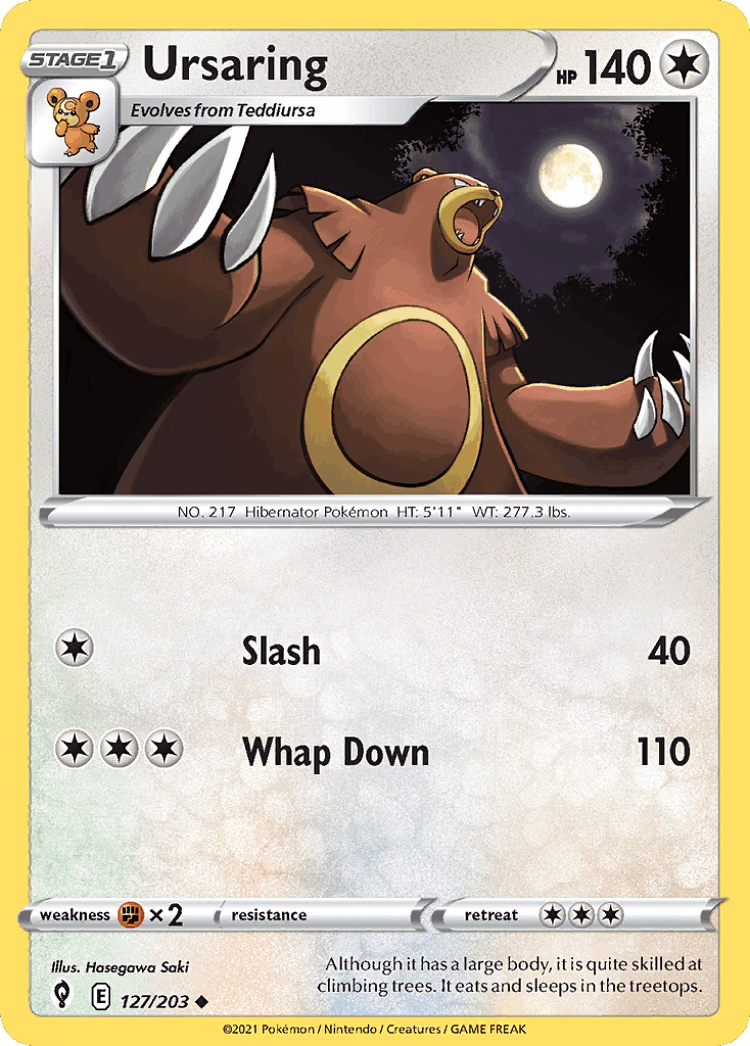 Ursaring #127 from Evolving Skies - Uncommon - Illustrated by Hasegawa Saki