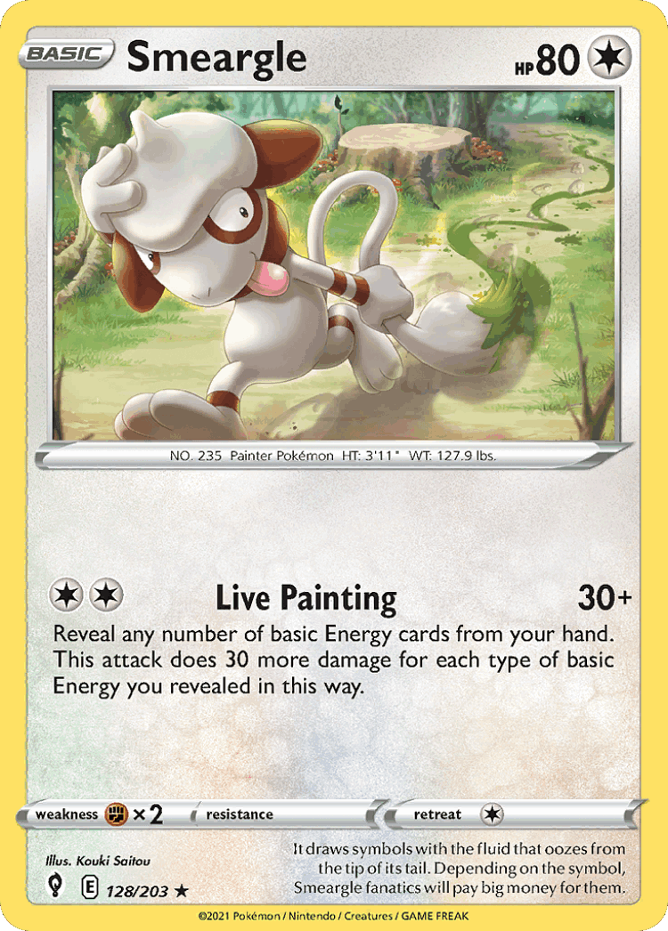 Smeargle #128 from Evolving Skies - Rare - Illustrated by Kouki Saitou